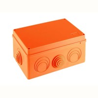 JBS210 Коробка огн. E110, о/п 210х150х100мм, без галогена,8 вых., IP55, 6P, (2,5-25 мм2), цвет оранж. Экопласт (43746HF)
